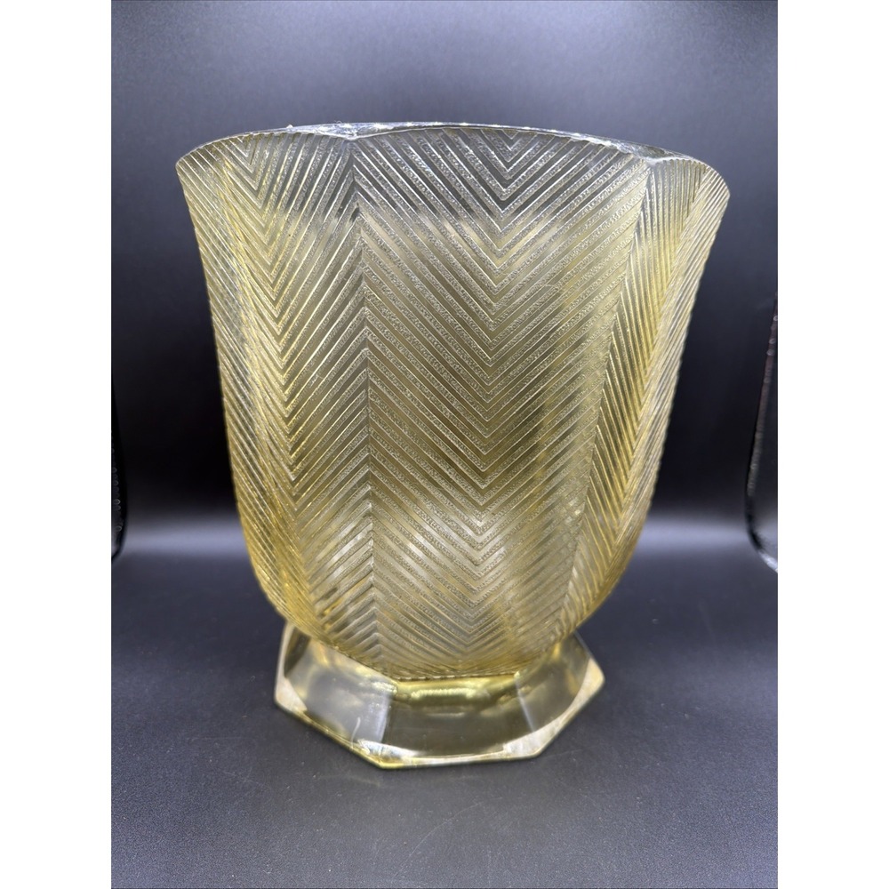 Laura Ashley Vintage Trash Can Chevron Pattern 9" D X 10" Tall